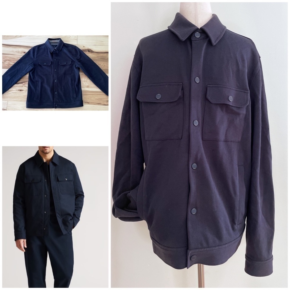 EUC Ted Baker Men Snap Buttons Cotton Twill Navy Blue Bomber Jacket 3​​​​​​​